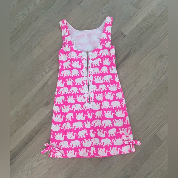 Lilly Pulitzer Hot Pink & White Elephant Print Sleeveless Sheath Dress Size 0. - Picture 8 of 15